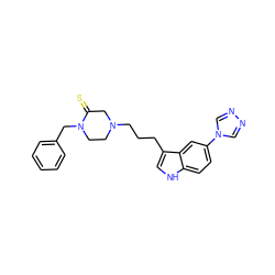 S=C1CN(CCCc2c[nH]c3ccc(-n4cnnc4)cc23)CCN1Cc1ccccc1 ZINC000027749547