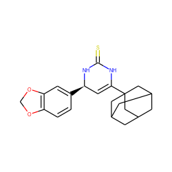 S=C1NC(C23CC4CC(CC(C4)C2)C3)=C[C@@H](c2ccc3c(c2)OCO3)N1 ZINC000013520042