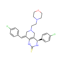 S=C1NC2=C(CN(CCN3CCOCC3)C/C2=C\c2ccc(Cl)cc2)[C@@H](c2ccc(Cl)cc2)N1 ZINC000096282906