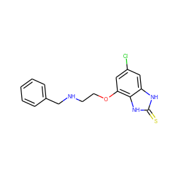 S=c1[nH]c2cc(Cl)cc(OCCNCc3ccccc3)c2[nH]1 ZINC000001547101