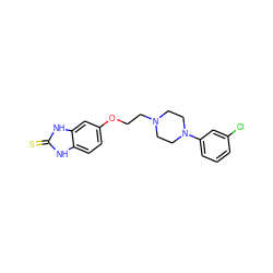 S=c1[nH]c2ccc(OCCN3CCN(c4cccc(Cl)c4)CC3)cc2[nH]1 ZINC000052716768