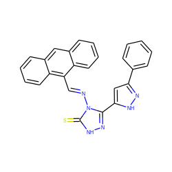 S=c1[nH]nc(-c2cc(-c3ccccc3)n[nH]2)n1/N=C/c1c2ccccc2cc2ccccc12 ZINC000012508129