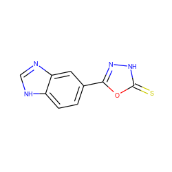 S=c1[nH]nc(-c2ccc3[nH]cnc3c2)o1 ZINC000005626296