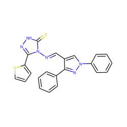 S=c1[nH]nc(-c2cccs2)n1/N=C/c1cn(-c2ccccc2)nc1-c1ccccc1 ZINC000013658332