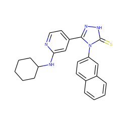 S=c1[nH]nc(-c2ccnc(NC3CCCCC3)c2)n1-c1ccc2ccccc2c1 ZINC000101419913