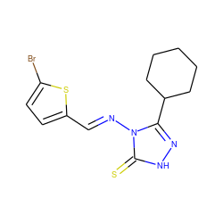 S=c1[nH]nc(C2CCCCC2)n1/N=C/c1ccc(Br)s1 ZINC000006227654