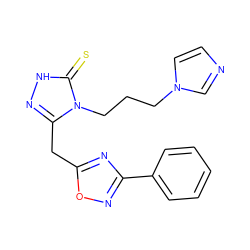 S=c1[nH]nc(Cc2nc(-c3ccccc3)no2)n1CCCn1ccnc1 ZINC000064528190