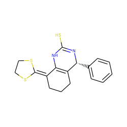 SC1=N[C@H](c2ccccc2)C2=C(N1)C(=C1SCCS1)CCC2 ZINC000013878973