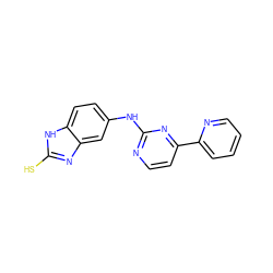 Sc1nc2cc(Nc3nccc(-c4ccccn4)n3)ccc2[nH]1 ZINC000144253391