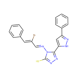 Sc1nnc(-c2cc(-c3ccccc3)n[nH]2)n1/N=C/C(Br)=C/c1ccccc1 ZINC000015986202