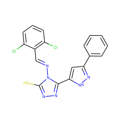 Sc1nnc(-c2cc(-c3ccccc3)n[nH]2)n1/N=C/c1c(Cl)cccc1Cl ZINC000015987692