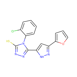 Sc1nnc(-c2cc(-c3ccco3)n[nH]2)n1-c1ccccc1Cl ZINC000005790590