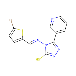 Sc1nnc(-c2cccnc2)n1/N=C/c1ccc(Br)s1 ZINC000001301642