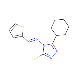 Sc1nnc(C2CCCCC2)n1/N=C/c1cccs1 ZINC000002700083