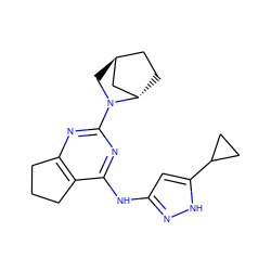 c1c(Nc2nc(N3C[C@H]4CC[C@H]3C4)nc3c2CCC3)n[nH]c1C1CC1 ZINC000299858870