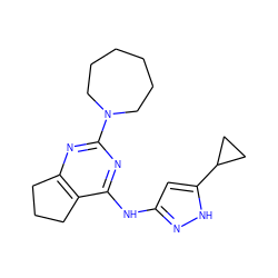 c1c(Nc2nc(N3CCCCCC3)nc3c2CCC3)n[nH]c1C1CC1 ZINC000299858273