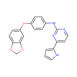 c1c[nH]c(-c2ccnc(Nc3ccc(Oc4ccc5c(c4)OCO5)cc3)n2)c1 ZINC000040897329