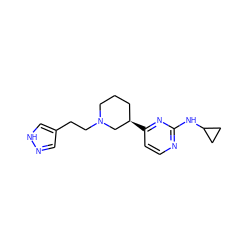 c1cc([C@@H]2CCCN(CCc3cn[nH]c3)C2)nc(NC2CC2)n1 ZINC000040897774