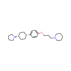 c1cc([C@H]2CC[C@@H](N3CCCC3)CC2)ccc1OCCCN1CCCCC1 ZINC000101437347