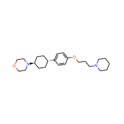 c1cc([C@H]2CC[C@H](N3CCOCC3)CC2)ccc1OCCCN1CCCCC1 ZINC000101437330