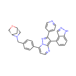 c1cc(-c2c(-c3ccncc3)nn3c(-c4ccc(CN5C[C@@H]6C[C@H]5CO6)cc4)ccnc23)c2cn[nH]c2c1 ZINC000064453975