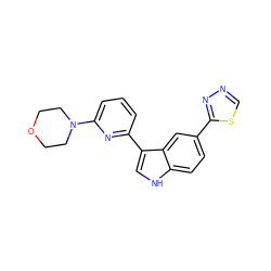 c1cc(-c2c[nH]c3ccc(-c4nncs4)cc23)nc(N2CCOCC2)c1 ZINC000204770002