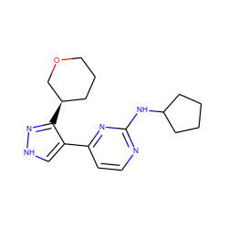 c1cc(-c2c[nH]nc2[C@@H]2CCCOC2)nc(NC2CCCC2)n1 ZINC000040938961