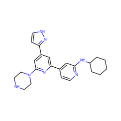 c1cc(-c2cc(-c3cc[nH]n3)cc(N3CCNCC3)n2)cc(NC2CCCCC2)n1 ZINC000058655483