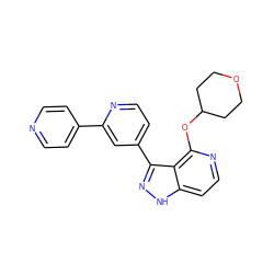 c1cc(-c2cc(-c3n[nH]c4ccnc(OC5CCOCC5)c34)ccn2)ccn1 ZINC000114772269