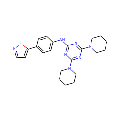 c1cc(-c2ccc(Nc3nc(N4CCCCC4)nc(N4CCCCC4)n3)cc2)on1 ZINC001772637982