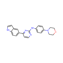 c1cc(-c2ccc3[nH]ccc3c2)nc(Nc2ccc(N3CCOCC3)cc2)n1 ZINC000049089262