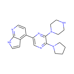 c1cc(-c2cnc(N3CCCC3)c(N3CCNCC3)n2)c2cc[nH]c2n1 ZINC000045391628