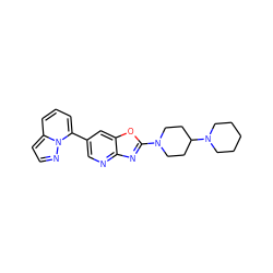 c1cc(-c2cnc3nc(N4CCC(N5CCCCC5)CC4)oc3c2)n2nccc2c1 ZINC000073311976