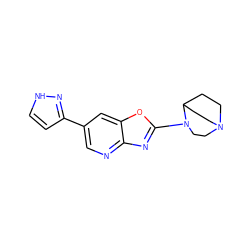 c1cc(-c2cnc3nc(N4CCN5CCC4CC5)oc3c2)n[nH]1 ZINC000035978034