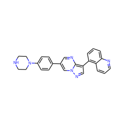 c1cc(-c2cnn3cc(-c4ccc(N5CCNCC5)cc4)cnc23)c2cccnc2c1 ZINC000096173500