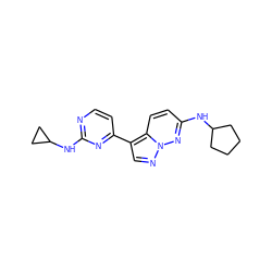 c1cc(-c2cnn3nc(NC4CCCC4)ccc23)nc(NC2CC2)n1 ZINC000034269586