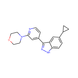 c1cc(-c2n[nH]c3ccc(C4CC4)cc23)cc(N2CCOCC2)n1 ZINC000225676235