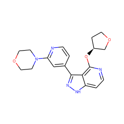 c1cc(-c2n[nH]c3ccnc(O[C@H]4CCOC4)c23)cc(N2CCOCC2)n1 ZINC000146696033