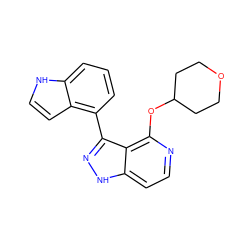 c1cc(-c2n[nH]c3ccnc(OC4CCOCC4)c23)c2cc[nH]c2c1 ZINC000114772102