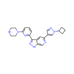 c1cc(-c2n[nH]c3cnc(-c4cnn(C5CCC5)c4)cc23)nc(N2CCNCC2)c1 ZINC000205253463