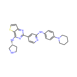 c1cc(-c2nc(N[C@@H]3CCNC3)c3sccc3n2)cc(Nc2ccc(N3CCCCC3)cc2)n1 ZINC000653671305