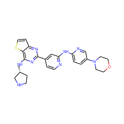 c1cc(-c2nc(N[C@@H]3CCNC3)c3sccc3n2)cc(Nc2ccc(N3CCOCC3)cn2)n1 ZINC000653666684