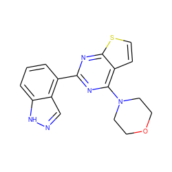 c1cc(-c2nc(N3CCOCC3)c3ccsc3n2)c2cn[nH]c2c1 ZINC000073389232