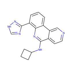 c1cc(-c2nc[nH]n2)c2nc(NC3CCC3)c3ccncc3c2c1 ZINC000073157691