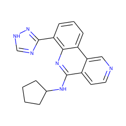 c1cc(-c2nc[nH]n2)c2nc(NC3CCCC3)c3ccncc3c2c1 ZINC000073157694