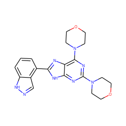 c1cc(-c2nc3c(N4CCOCC4)nc(N4CCOCC4)nc3[nH]2)c2cn[nH]c2c1 ZINC000144031452