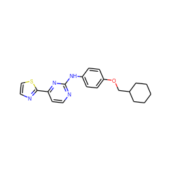 c1cc(-c2nccs2)nc(Nc2ccc(OCC3CCCCC3)cc2)n1 ZINC000040898244