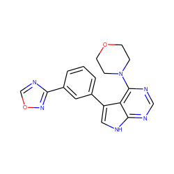 c1cc(-c2ncon2)cc(-c2c[nH]c3ncnc(N4CCOCC4)c23)c1 ZINC000216472238