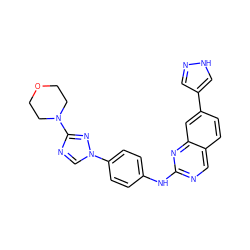 c1cc(-n2cnc(N3CCOCC3)n2)ccc1Nc1ncc2ccc(-c3cn[nH]c3)cc2n1 ZINC000071330095