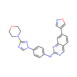 c1cc(-n2cnc(N3CCOCC3)n2)ccc1Nc1ncc2ccc(-c3cnoc3)cc2n1 ZINC000071316337